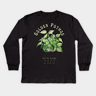 Golden Pothos, Botanical Illustration T-Shirt | Plant Lover Tee Kids Long Sleeve T-Shirt